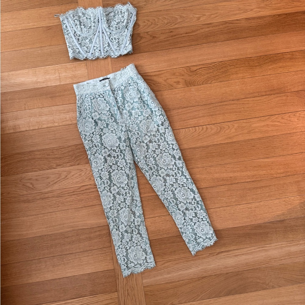 Dolce and Gabbana Lace Two-Piece Set in Light Blue